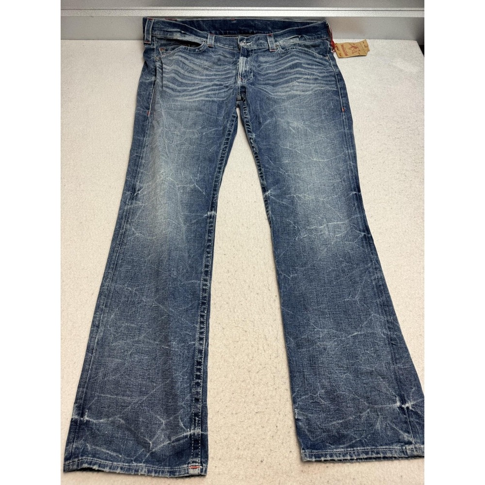 True Religion Section Jeans Mens 44x34 Blue Stretch Straight Denim NWT MSRP$199